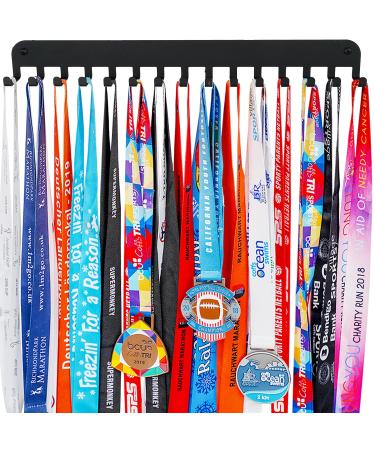 Lapetale Fashion Premium Upgraded Medal Rack for Runners Medal Holder Display Hanger Rack Frame-Medal Holder for Runners Marathon Medal Holder Race Running Medal Holder Medal Holders for Triathletes 16 inches long Pack Box PLAIN