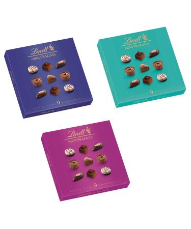 Lindt chocolate - mini pralins |20 x 44 g |Praline boxes in 3 variants (blue turquoise and blackberry) with 9 chocolates in 5 delicious varieties |Praline gift |Chocolate gift mixture 44 g