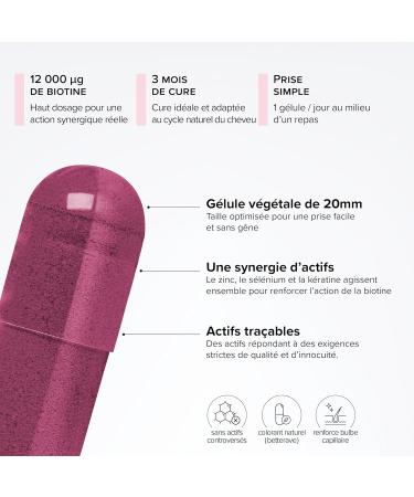 Biotine 12 000 g Haut Dosage Avec Keratine Selenium & Zinc - Pousse Cheveux Peau & Ongles - Cure 3 Mois - 90 G lules V g tales - Beyond Elements - Buy Online on GoSupps.com