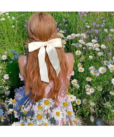 TOPBELIEF Silk Bow Ponytail Barrettes 4 Pieces Hair Clips with Large Bow Hair Bows for Women Elegant Bow Hair Accessories Black and Beige - Buy Online on GoSupps.com