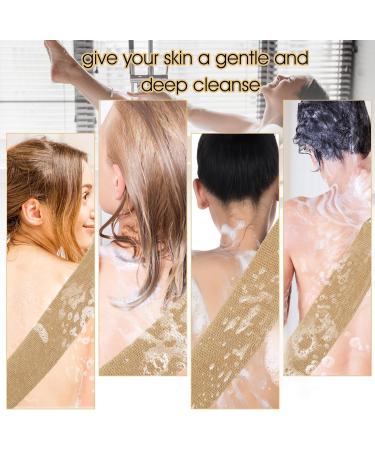 COMNICO 2pcs Exfoliating Body Scrubber Natural Hemp Back Scrubber Exfoliator Loofah Shower Bath Wash Deep Cleaning Glove and Strap Dead Skin Removal for Men Women - Buy Online on GoSupps.com
