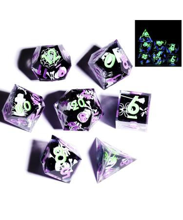 Halloween Dice Glow in The Dark Dice Layered Dice Halloween Theme Dice Sticker Dice MINI PLANET DND Dice Polyhedral Dice Sharp Dice Galaxy Dice Handmade Dice Handcrafted Dice(Halloween DICE 3)