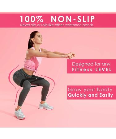 Kanzy Fabric Resistance Bands Set of 3 Exercise Bands for Working Out Non-Slip Booty Bands for Women Workout Bands with Carrying Mesh Bag for Training Squats Legs Butt Thighs and HIPS Glute Bands 15" Red Grey Black - Buy Online on GoSupps.com