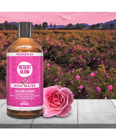 Large Pure Organic Rose Water by HighAtlas | Facial Toner | 100% Moroccan Rosa Damascena Water | Natural Face Toner Nourishing Hydrating Unrefined Vegan (200ml) - Buy Online on GoSupps.com