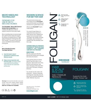 Foligain Hair & Scalp Derma Micro-Needling Roller for Hair Loss Treatment - Buy Online on GoSupps.com