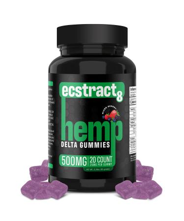 Hemp Gummies Delta Premium 500 Milligram High Potency - 25 Per Fruity Gummy - Stress Relief, Inflammation, Pain, Restful Sleep