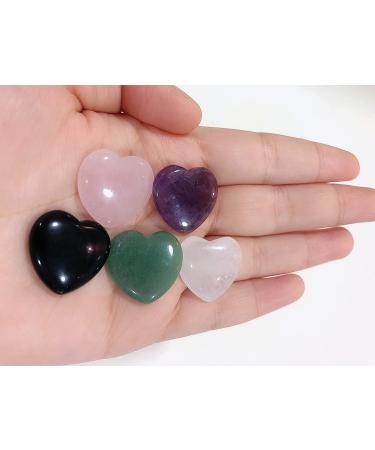 YATOJUZI 5PCS Natural Heart Healing Crystals Set - Rose Quartz & Amethyst - Chakra Reiki Balancing Stones - Buy Online on GoSupps.com