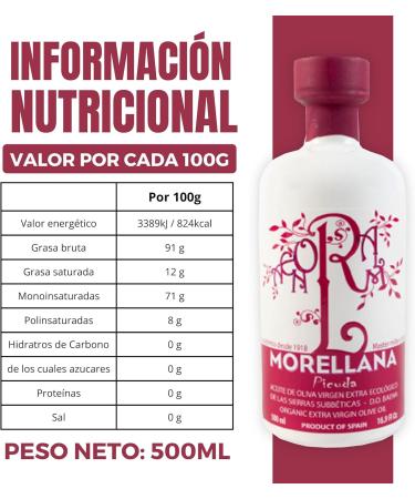  Morellana MORELLANA Extra Eco Virgin Olive Oil AOVE Variety Picuda Glass Bottle 500ml. - Buy Online on GoSupps.com