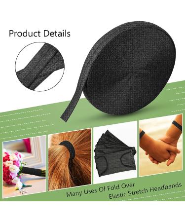 Black Wide Elastic Ribbon Band - 5/8 Inch x 25 Yard | Fold Over Stretch Trim for Hair Ties, Headbands, Bows - DIY Craft Sewing Ribbon - Buy Online on GoSupps.com