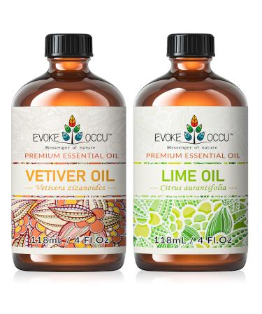 EVOKE OCCU Vetiver Essential Oil and Lime Essential Oil - 4 Fl Oz