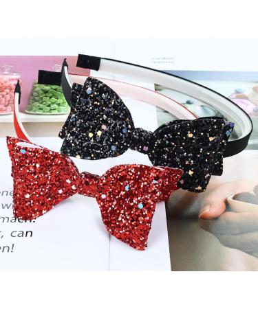 Cinaci 10 Pieces Sparkling Sequin Bow Plastic Headbands with Teeth Hair Bands Hairbow Accessories for Toddlers Kids Teens Girls - Buy Online on GoSupps.com