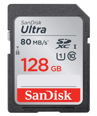 SanDisk Ultra 128GB SDXC UHS-I Memory Card up to 80MB/s (SDSDUNC-128G-GN6IN), Black 128GB Card