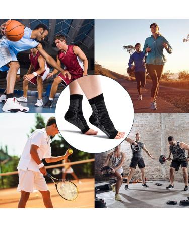 4 Pairs Compression Ankle Bandage Socks for Men & Women - Plantar Fasciitis & Heel Spur Relief - Black & White Size 47-51 - Buy Online on GoSupps.com