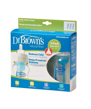 Dr. Brown's Wide-Neck Anti-Colic Baby Bottles - 8oz - 3pk - Buy Online on GoSupps.com