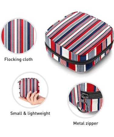 Women's Portable Period Kit - Bonds Storage Pockets Vertical Stripe Holder in Blue Red & White | Feminine Product Bag for Girls - Buy Online on GoSupps.com