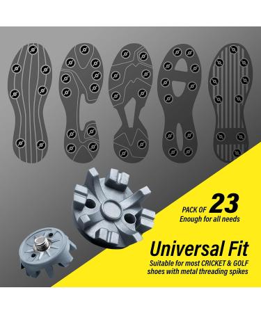 SOLM8 Screw-in Spikes Replacement for Golf Shoes & Cricket Spikes | Easy to Install Metal Threading | 1/4 Inch Size (23 Count + 1 Spanner) - Buy Online on GoSupps.com