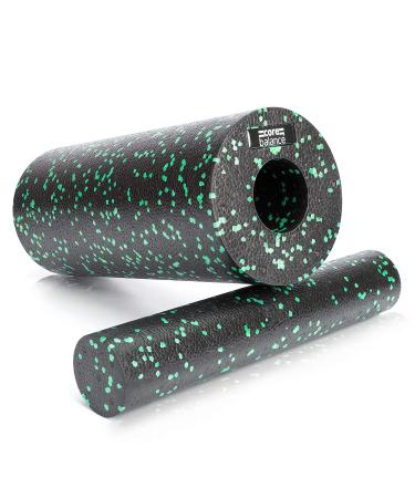 Core balance 2 in 1 fascia roll with removable core - massages deep fabric & relieves back pain - fitness & yoga for at home - 2 -part 33 x 15 cm & 33 x 6 cm aquamarine