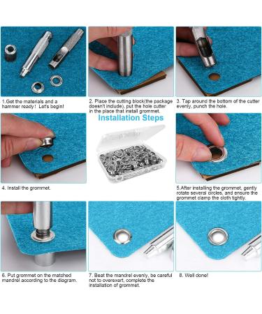 UUBAAR 100 Sets Grommet Kit  Thickened Eyelet Kit 1/2 Inch  Silver Grommet Tool Kit  Eyelets for Fabric  Metal Grommets for Fabric  Tarps  Leather  Clothing  Eyelet Tool  with 3PCS Installation Tools 1/ 2 Inch Inside Diameter - Buy Online on GoSupps.com