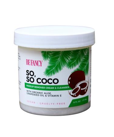 Be Fancy So, So Coco Makeup Remover Cream & Cleanser, Face Wash with Coconut Oil, Aloe, Vitamin E, Sensitive Skin, Non-Pore Clogging, Vegan, 6 oz