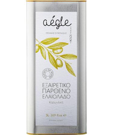 Aegle 5Litre Early Harvest Premium Olive Oil Extra Virgin - Peppery Taste Polyphenols Koroneiki Variety - Cold Extracted - Family Estate - Messinia Greece Tin 5l - Buy Online on GoSupps.com