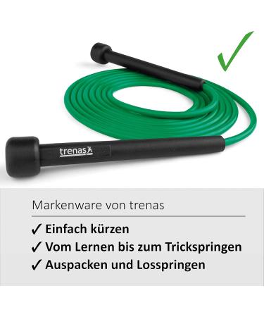 Trenas Skipping Rope | Adjustable 3m Jump Rope for Adults & Children | Speed Skipping Rope in Green - Perfect for Fitness & Training - Buy Online on GoSupps.com