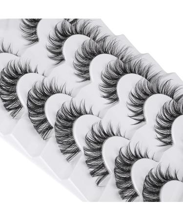 Geeneiya Clear Band Cat Eye Lashes Pack - 7 Pairs Natural Wispy Mink DD Curl Russian Strip Short Volume False Eyelashes 15mm Manga - Best Quality Clear Band Fake Lashes - Buy Online on GoSupps.com