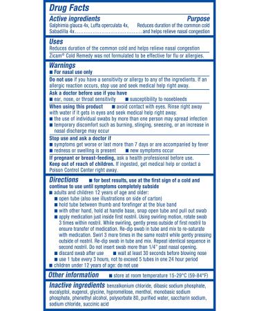 Zicam Cold Remedy Nasal Swabs with Cooling Menthol & Eucalyptus - 20 Count Pack - Buy Online on GoSupps.com