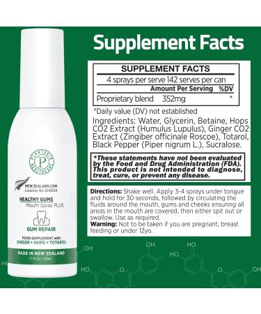 Natural Oral Rinse Spray for Gum Disease & Gingivitis - 50ml Alcohol-Free Treatment with Ginger & Totarol 142 Servings - Buy Online on GoSupps.com