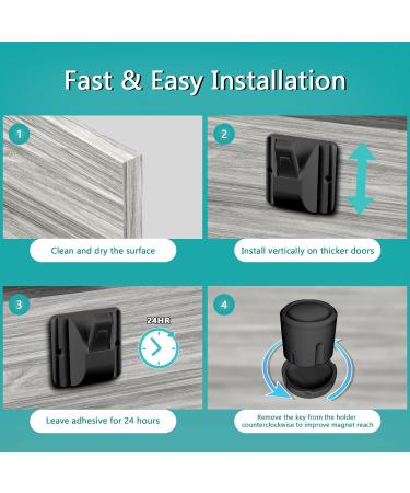 Norjews Child Safety Magnetic Cupboard Locks - 8 Locks & 2 Keys, Easy Install, Invisible Design, No Screws/Drilling - Black (8pc) - Buy Online on GoSupps.com
