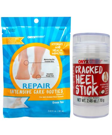 Cracked Heel Repair Balm Stick & Moisturizing Socks Foot Mask for Dry Cracked Feet Treatment - Foot Care Kit  Foot Moisturizer  Hydrating Foot Mask  Callused Feet Foot Repair   Pedicure Foot Spa Results Leaving Feet Baby...