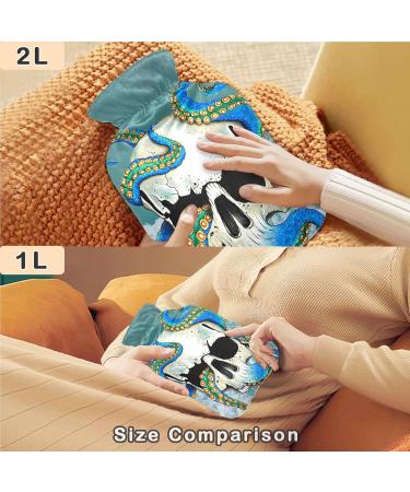 Naanle Ocean Octopus Skull Hot Water Bottle - 1L Transparent Heat Bottle with Cover for Bed Hand & Foot Warmer Pain Relief & Cold Therapy - Buy Online on GoSupps.com