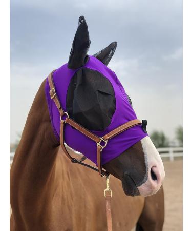 TGW RIDING Fly Mask for Horses - Super Comfort Elasticity with Ears M - Dark Purple | International Shipping - Buy Online on GoSupps.com