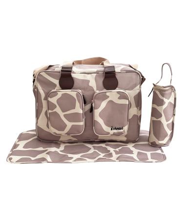 My Babiie Deluxe Changing Bag Padded Changing Mat Insulated Bottle Warmer Messenger Bag Travel Bag 2 Extra Pockets Adjustable Straps Carry Handles Fawn