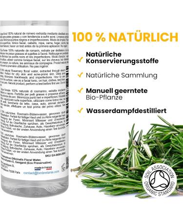 Pure Rosemary Hydrolate Spray - Antibacterial Facial & Hair Care Natural Antioxidant 200ml (1 Pack) | International Shipping - Buy Online on GoSupps.com