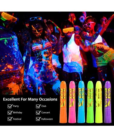 Glow in The Dark Body Face Paint Crayons - 12pcs Neon UV Fluorescent Makeup Kit for Halloween, Masquerade, Blacklight Parties - Kids & Adults - Buy Online on GoSupps.com