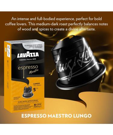 Lavazza Espresso Maestro Lungo Light Roast Coffee Capsules Compatible with Nespresso Original Machines Sweet and Aromatic 100% Arabica espresso lungo floral and fruit notes (100 pack) - Buy Online on GoSupps.com