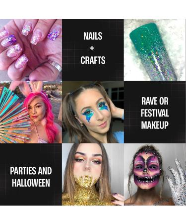 Chunky Holographic Rainbow Glitter I 16 Colors + Glitter Glue for Face Glitter Makeup, Hair, Eye & Fine Glitter Eyeshadow - Perfect for Festivals, Slime, Resin, Tumblers, Craft, Cosmetic & Nail Art 16 Pack Holographic Glitter - Buy Online on GoSupps.com