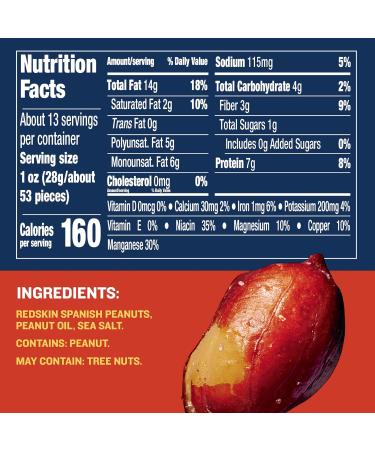 PLANTERS Redskin Roasted Salted Peanuts - Spanish - 12.5 Oz. - Buy Online on GoSupps.com