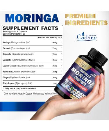 Organic Cadane Moringa Leaf Boswellia Quercetin Supplement - 90 Veggie Capsules - Buy Online on GoSupps.com