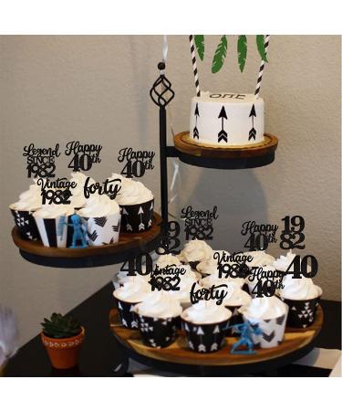 Rsstarxi 48 Pack Black Vintage 1982 Cupcake Toppers - Happy 40th Number 40 Cupcake Picks for 40th Birthday and Anniversary Party Decorations - Buy Online on GoSupps.com