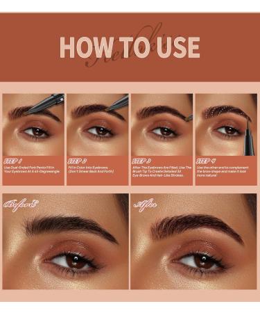 Microblading Eyebrow Pencil Eyebrow Pencil Magical 2-In-1 Eye Brow Pencils For Women With 4-Fork-Tip & Precise Brush-Tip Create Natural Hair-Like Brows Waterproofing Last All-Day (04#) - Buy Online on GoSupps.com
