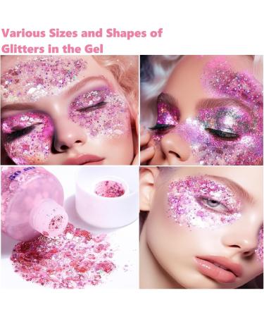  Beliky Girl Glitter body gel 50 ml shimmering liquid gel eyeshadow holographic mermaid glitter large glitter for face hair nails Christmas accessories - Buy Online on GoSupps.com