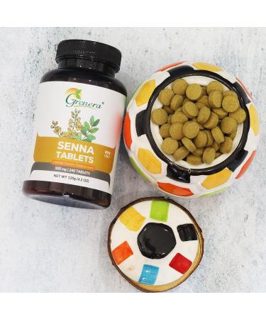 Grenera Senna Tablets 240 Count - Vegan & Kosher Certified Laxative with Senna Leaf Powder - Buy Online on GoSupps.com