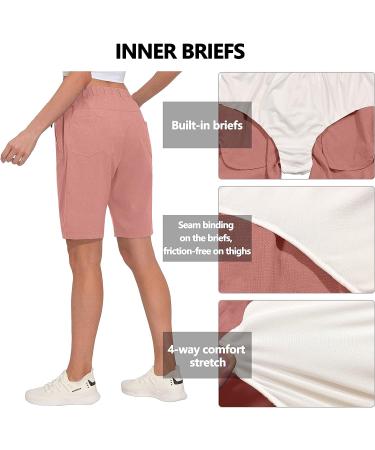 Little Donkey Andy Women's Lightweight Hiking Shorts - Quick-Dry Golf Shorts, Burnt Coral, Large - Buy Online on GoSupps.com