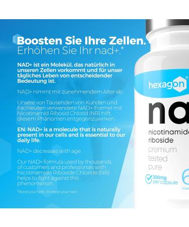 NAD + Nicotinamide Riboside Chloride 300mg | Vegan Anti-Aging Booster | 60 Vegetarian Capsules Made in France - +2 Months Supply - Buy Online on GoSupps.com