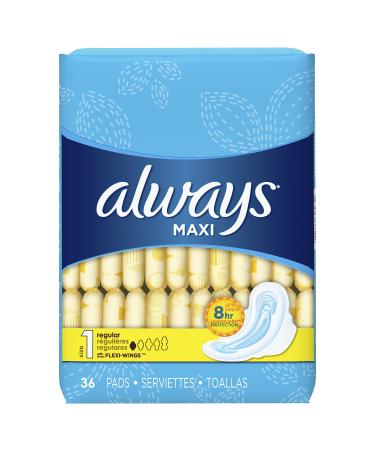 Always Regular Maxi Pads with Wings Unscented
