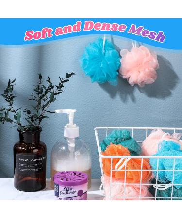 Set of 20 Exfoliating Bath Shower Loofah Sponges - Mesh Body Scrubber Puff Balls for Women Men & Kids - Travel Size 4 Inch - Pink Beige Blue Dark Green Orange - Buy Online on GoSupps.com