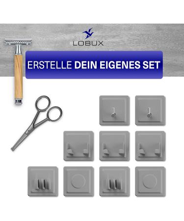 Lobux 2x Self-Adhesive Toothbrush Holder - Super-Resistant Soft-Touch Silicone for Bathrooms Mirrors & Showers - Light Gray - Buy Online on GoSupps.com