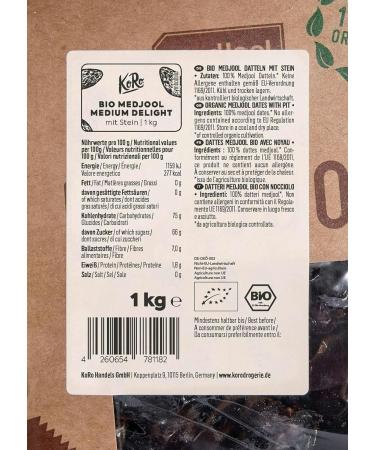 Koro Bio Medjool Dates 1kg - Honey Sweet Caramel Notes Fiber-Rich Delights - International Shipping Available - Buy Online on GoSupps.com