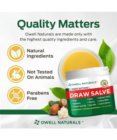 Owell Naturals Drawing Salve Ointment with Pure Shea Butter for ingrown Hair Boil Splinter Remover Bug Spider Bites Bee Sting Mosquito Itch Poison Ivy Burns & Cuts 2oz - Buy Online on GoSupps.com
